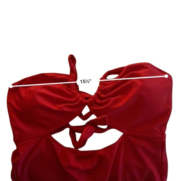 Bright Red One Piece Cut Out Swimsuit - Picture 3 of 4